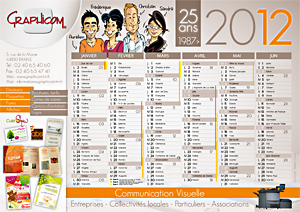Calendrier 2012 Graphicom. Calendrier personnalisé pour faire connaîter vos compétences à vos clients