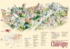 Plan aquarellé de Chauvigny